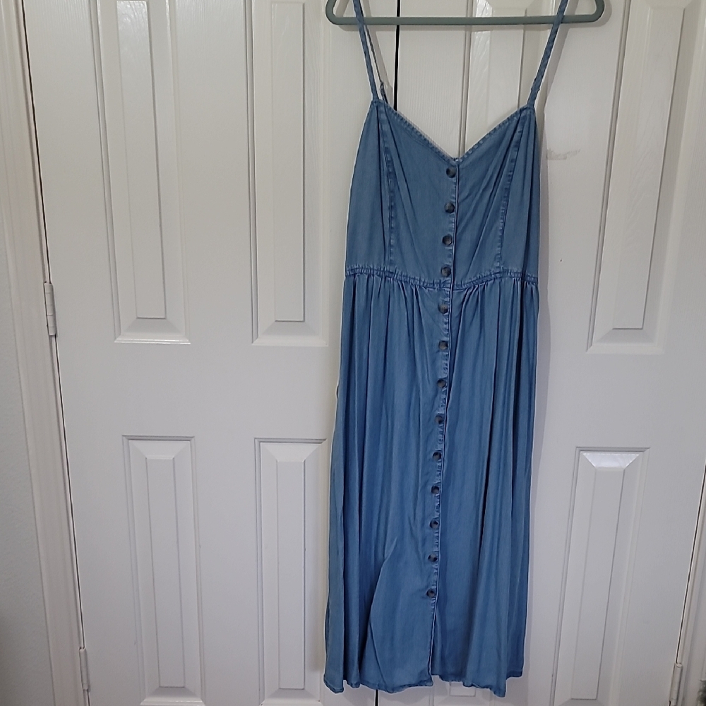 H&M Light Blue Button-Front Maxi Dress